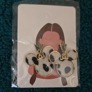 Leopard Print Mickey Earrings